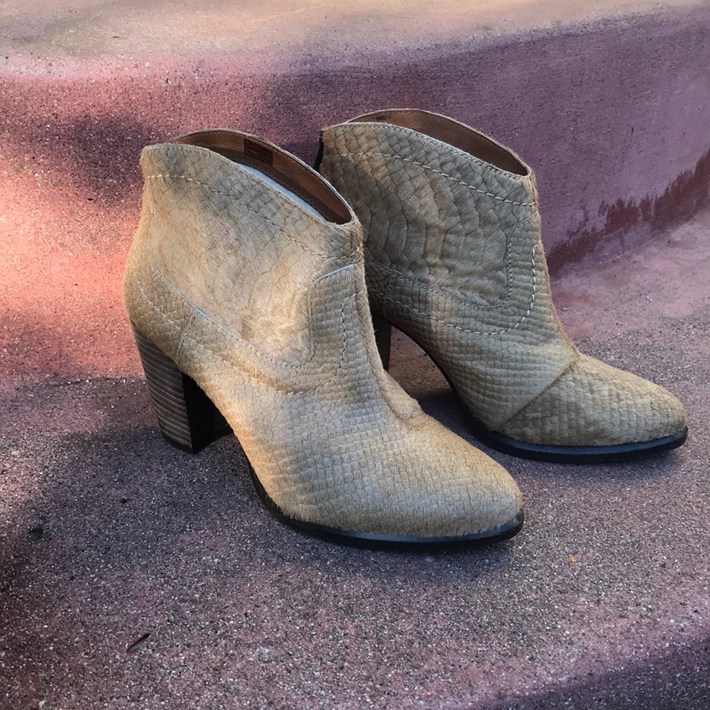 UGG tan calf hair western heel booties